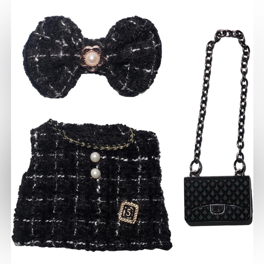 Chic Black and White Fashionable Doll Labubu Outfit Set